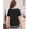 imageEkouaer Pajamas for Women Short Sleeve Pjs Sets Crewneck Striped Tops and Shorts 2 Piece Lounge Sets with Pockets SXXLSolidblack
