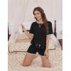 imageEkouaer Pajamas for Women Short Sleeve Pjs Sets Crewneck Striped Tops and Shorts 2 Piece Lounge Sets with Pockets SXXLSolidblack