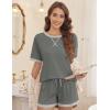 imageEkouaer Pajamas for Women Short Sleeve Pjs Sets Crewneck Striped Tops and Shorts 2 Piece Lounge Sets with Pockets SXXLSoliddark Grey