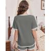 imageEkouaer Pajamas for Women Short Sleeve Pjs Sets Crewneck Striped Tops and Shorts 2 Piece Lounge Sets with Pockets SXXLSoliddark Grey