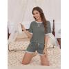 imageEkouaer Pajamas for Women Short Sleeve Pjs Sets Crewneck Striped Tops and Shorts 2 Piece Lounge Sets with Pockets SXXLSoliddark Grey