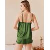 imageEkouaer Silk Pajamas Set for Women Satin Camisole Sleepwear Lingerie VNeck Cami Top and Shorts PjsArmy Green