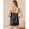 imageEkouaer Silk Pajamas Set for Women Satin Camisole Sleepwear Lingerie VNeck Cami Top and Shorts PjsBlack