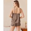 imageEkouaer Silk Pajamas Set for Women Satin Camisole Sleepwear Lingerie VNeck Cami Top and Shorts PjsBrown