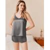 imageEkouaer Silk Pajamas Set for Women Satin Camisole Sleepwear Lingerie VNeck Cami Top and Shorts PjsGrey