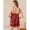 imageEkouaer Silk Pajamas Set for Women Satin Camisole Sleepwear Lingerie VNeck Cami Top and Shorts PjsRed and Black Love