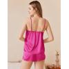imageEkouaer Silk Pajamas Set for Women Satin Camisole Sleepwear Lingerie VNeck Cami Top and Shorts PjsRose Red