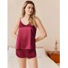 imageEkouaer Silk Pajamas Set for Women Satin Camisole Sleepwear Lingerie VNeck Cami Top and Shorts PjsWine Red