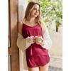 imageEkouaer Silk Pajamas Set for Women Satin Camisole Sleepwear Lingerie VNeck Cami Top and Shorts PjsWine Red