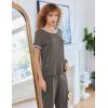 imageEkouaer Women Lounge Pajamas Sets Ribbed Knit PJ Short Sleeve and Long Pajama Pant Soft 2 Piece Sleepwear Loungwear SetCharcoal Grey