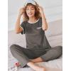imageEkouaer Women Lounge Pajamas Sets Ribbed Knit PJ Short Sleeve and Long Pajama Pant Soft 2 Piece Sleepwear Loungwear SetCharcoal Grey