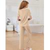 imageEkouaer Women Lounge Pajamas Sets Ribbed Knit PJ Short Sleeve and Long Pajama Pant Soft 2 Piece Sleepwear Loungwear SetDark Khaki