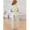 imageEkouaer Women Lounge Pajamas Sets Ribbed Knit PJ Short Sleeve and Long Pajama Pant Soft 2 Piece Sleepwear Loungwear SetLight Green