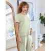 imageEkouaer Women Lounge Pajamas Sets Ribbed Knit PJ Short Sleeve and Long Pajama Pant Soft 2 Piece Sleepwear Loungwear SetLight Green