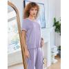 imageEkouaer Women Lounge Pajamas Sets Ribbed Knit PJ Short Sleeve and Long Pajama Pant Soft 2 Piece Sleepwear Loungwear SetLilac