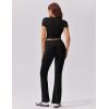 imageEkouaer Womens Lounge Sets 2 Piece Outfits Short Sleeve Crops FoldOver Flare Pants Loungewear Sweatsuit Skim SetsBlack