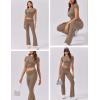 imageEkouaer Womens Lounge Sets 2 Piece Outfits Short Sleeve Crops FoldOver Flare Pants Loungewear Sweatsuit Skim SetsBrown