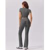imageEkouaer Womens Lounge Sets 2 Piece Outfits Short Sleeve Crops FoldOver Flare Pants Loungewear Sweatsuit Skim SetsDark Grey