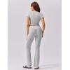 imageEkouaer Womens Lounge Sets 2 Piece Outfits Short Sleeve Crops FoldOver Flare Pants Loungewear Sweatsuit Skim SetsLight Grey
