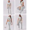 imageEkouaer Womens Lounge Sets 2 Piece Outfits Short Sleeve Crops FoldOver Flare Pants Loungewear Sweatsuit Skim SetsLight Grey