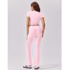 imageEkouaer Womens Lounge Sets 2 Piece Outfits Short Sleeve Crops FoldOver Flare Pants Loungewear Sweatsuit Skim SetsLight Pink