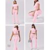 imageEkouaer Womens Lounge Sets 2 Piece Outfits Short Sleeve Crops FoldOver Flare Pants Loungewear Sweatsuit Skim SetsLight Pink