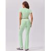 imageEkouaer Womens Lounge Sets 2 Piece Outfits Short Sleeve Crops FoldOver Flare Pants Loungewear Sweatsuit Skim SetsMint Green