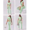 imageEkouaer Womens Lounge Sets 2 Piece Outfits Short Sleeve Crops FoldOver Flare Pants Loungewear Sweatsuit Skim SetsMint Green