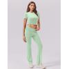 imageEkouaer Womens Lounge Sets 2 Piece Outfits Short Sleeve Crops FoldOver Flare Pants Loungewear Sweatsuit Skim SetsMint Green