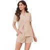 imageEkouaer Womens Pajama Set Short Sleeve Sleepwear Summer Button Down Nightwear Lounge Set Soft Pjs SXXLChampagne