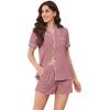 imageEkouaer Womens Pajama Set Short Sleeve Sleepwear Summer Button Down Nightwear Lounge Set Soft Pjs SXXLDark Pink
