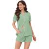imageEkouaer Womens Pajama Set Short Sleeve Sleepwear Summer Button Down Nightwear Lounge Set Soft Pjs SXXLGossamer Green
