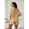 imageEkouaer Womens Pajama Set Short Sleeve Sleepwear Summer Button Down Nightwear Lounge Set Soft Pjs SXXLKhaki
