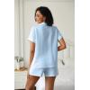 imageEkouaer Womens Pajama Set Short Sleeve Sleepwear Summer Button Down Nightwear Lounge Set Soft Pjs SXXLLight Blue