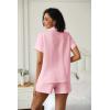 imageEkouaer Womens Pajama Set Short Sleeve Sleepwear Summer Button Down Nightwear Lounge Set Soft Pjs SXXLPink