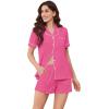 imageEkouaer Womens Pajama Set Short Sleeve Sleepwear Summer Button Down Nightwear Lounge Set Soft Pjs SXXLRose Red