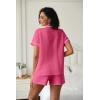 imageEkouaer Womens Pajama Set Short Sleeve Sleepwear Summer Button Down Nightwear Lounge Set Soft Pjs SXXLRose Red