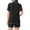 imageEkouaer Womens Ribbed Button Down Pajamas Sets 2 Piece Short Sleeve Shorts Pjs Knit Lounge SetsBlack