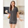 imageEkouaer Womens Ribbed Button Down Pajamas Sets 2 Piece Short Sleeve Shorts Pjs Knit Lounge SetsDark Gray