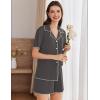 imageEkouaer Womens Ribbed Button Down Pajamas Sets 2 Piece Short Sleeve Shorts Pjs Knit Lounge SetsDark Gray