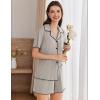 imageEkouaer Womens Ribbed Button Down Pajamas Sets 2 Piece Short Sleeve Shorts Pjs Knit Lounge SetsLight Gray