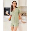imageEkouaer Womens Ribbed Button Down Pajamas Sets 2 Piece Short Sleeve Shorts Pjs Knit Lounge SetsLight Green