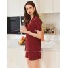 imageEkouaer Womens Ribbed Button Down Pajamas Sets 2 Piece Short Sleeve Shorts Pjs Knit Lounge SetsMaroon Red