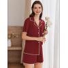 imageEkouaer Womens Ribbed Button Down Pajamas Sets 2 Piece Short Sleeve Shorts Pjs Knit Lounge SetsMaroon Red