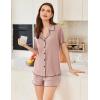 imageEkouaer Womens Ribbed Button Down Pajamas Sets 2 Piece Short Sleeve Shorts Pjs Knit Lounge SetsPeach Pink