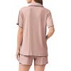 imageEkouaer Womens Ribbed Button Down Pajamas Sets 2 Piece Short Sleeve Shorts Pjs Knit Lounge SetsPeach Pink