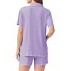 imageEkouaer Womens Ribbed Button Down Pajamas Sets 2 Piece Short Sleeve Shorts Pjs Knit Lounge SetsPurple