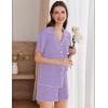 imageEkouaer Womens Ribbed Button Down Pajamas Sets 2 Piece Short Sleeve Shorts Pjs Knit Lounge SetsPurple