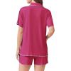 imageEkouaer Womens Ribbed Button Down Pajamas Sets 2 Piece Short Sleeve Shorts Pjs Knit Lounge SetsRose
