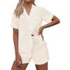 imageEkouaer Womens Pajama Set Short Sleeve Sleepwear Summer Button Down Nightwear Lounge Set Soft Pjs SXXLWhite